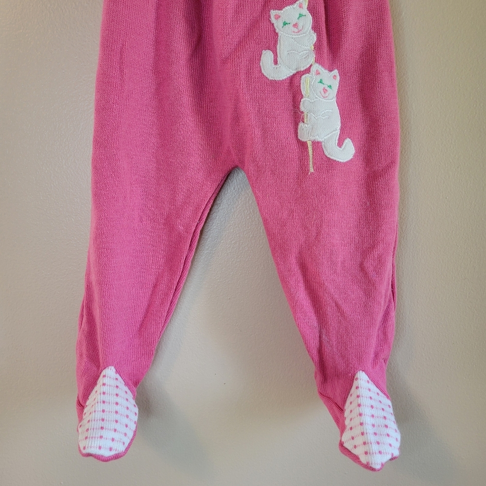 Vintage Cat Embroidered Pink One-Piece Infant Romper,‎ Size 6-9M - Picture 4 of 7